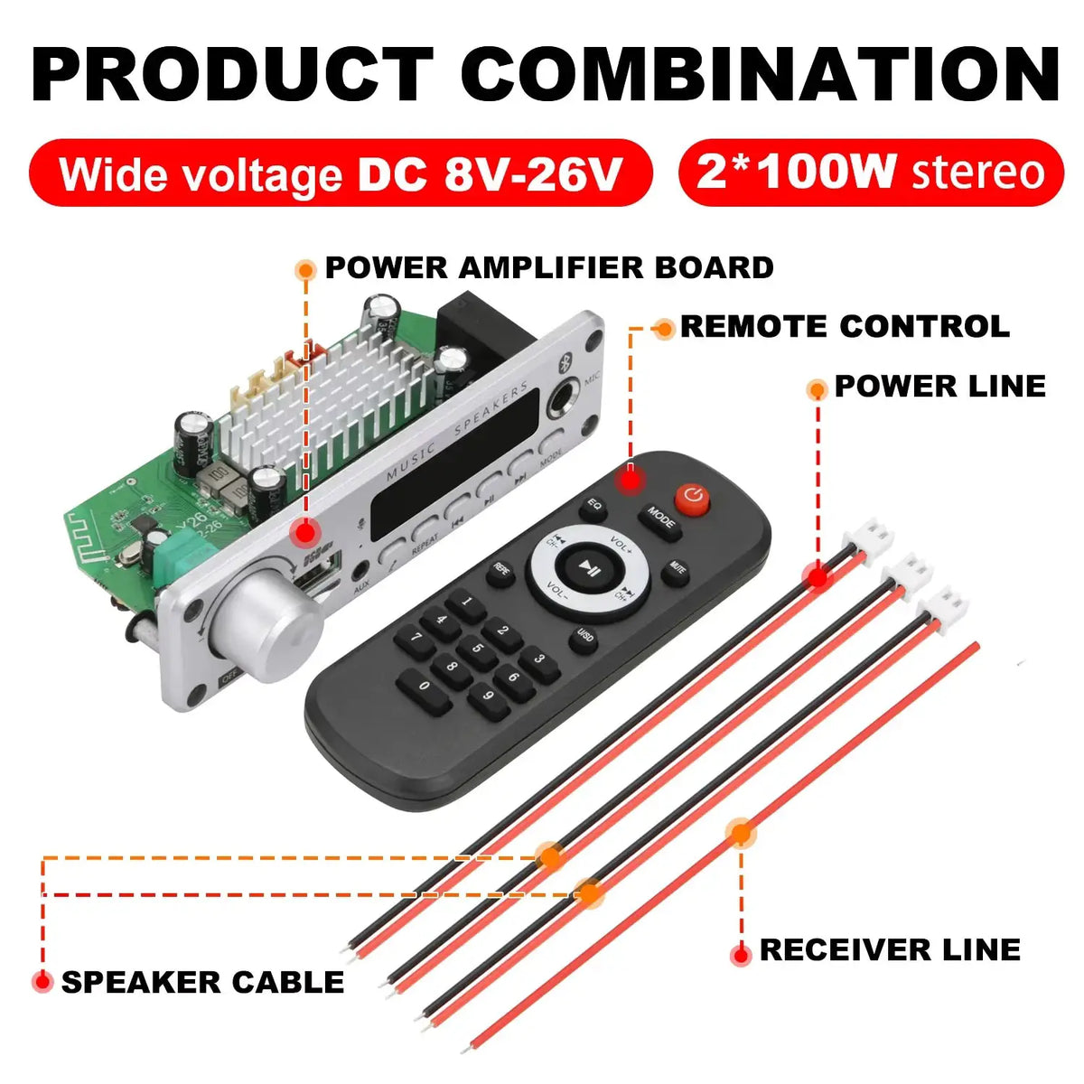 KEBIDUMEI 200W Amplifier Bluetooth MP3 WMA APE Decoder Board DC 12V Wireless Car USB MP3 Player TF Card Slot USB FM with 6.5 Mic by InterCyprus Trading Ltd