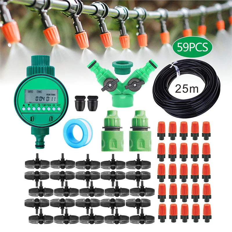 Automatic Garden Watering System with LCD Timer - Efficient Drip Irrigation 25M