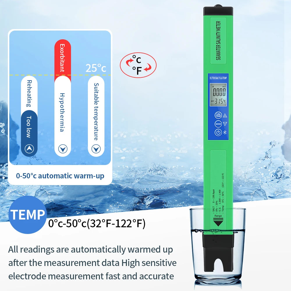 2/5 In 1 Bluetooth PH Meter TDS EC Salinity SG &ndash; Backlit