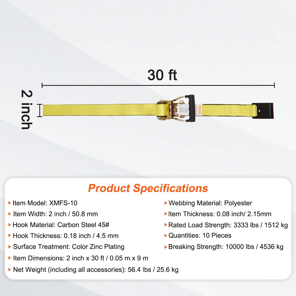 SucceBuy 10pcs 10000Lbs Ratchet Tie Down Straps &ndash; Heavy Duty 2 x 30 inch / Poland