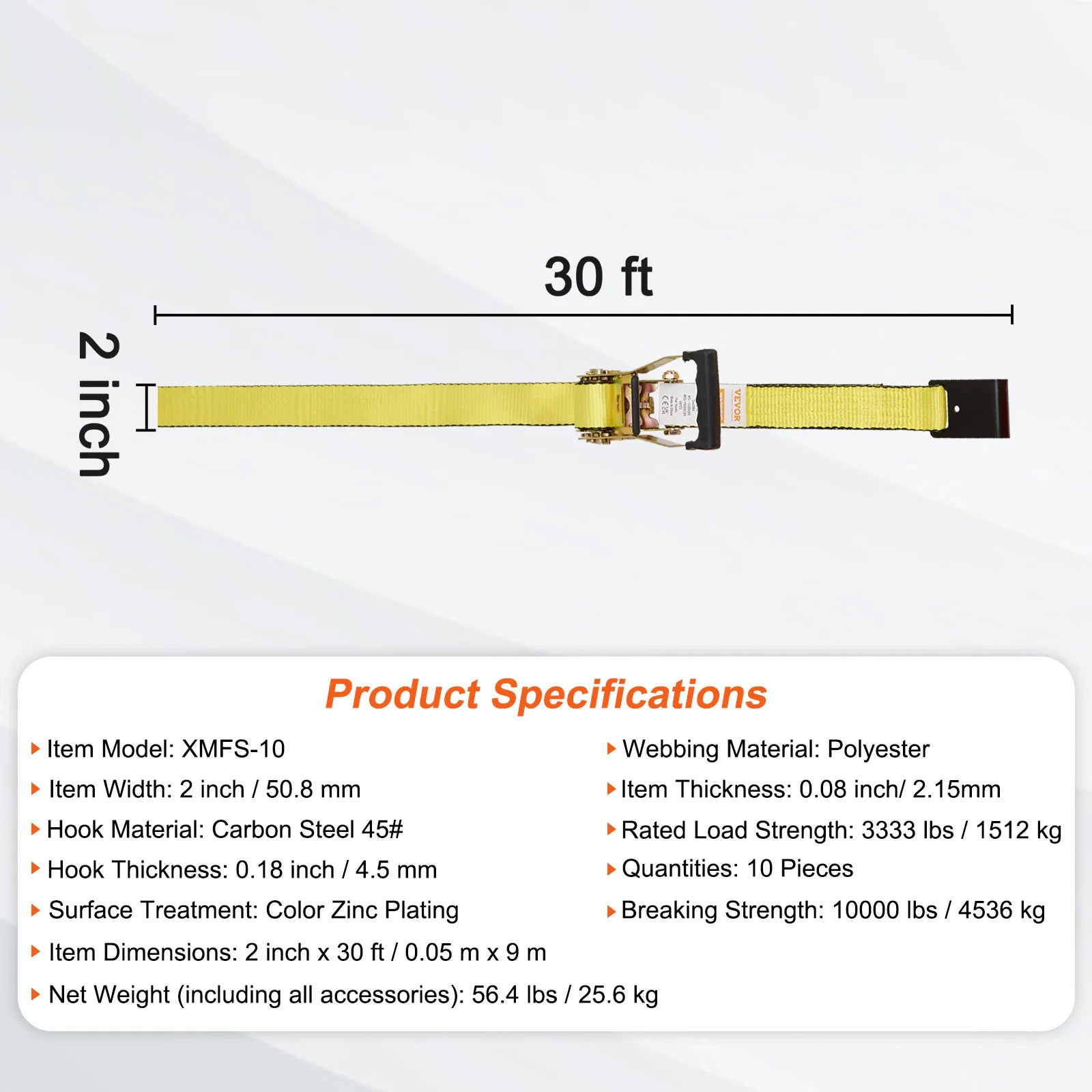 SucceBuy 10pcs 10000Lbs Ratchet Tie Down Straps &ndash; Heavy Duty 2 x 30 inch / Poland