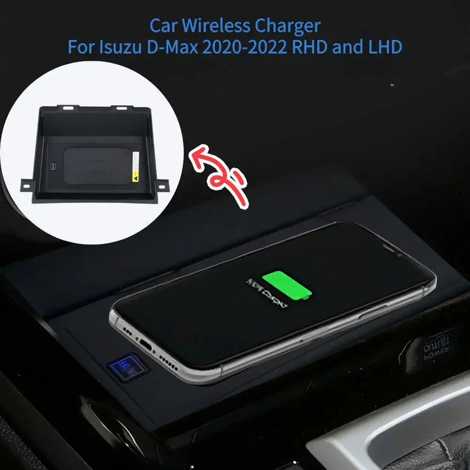 Fast Qi Wireless Car Charger For Isuzu D-Max 2020-2022 Phone Mount by InterCyprus Trading Ltd