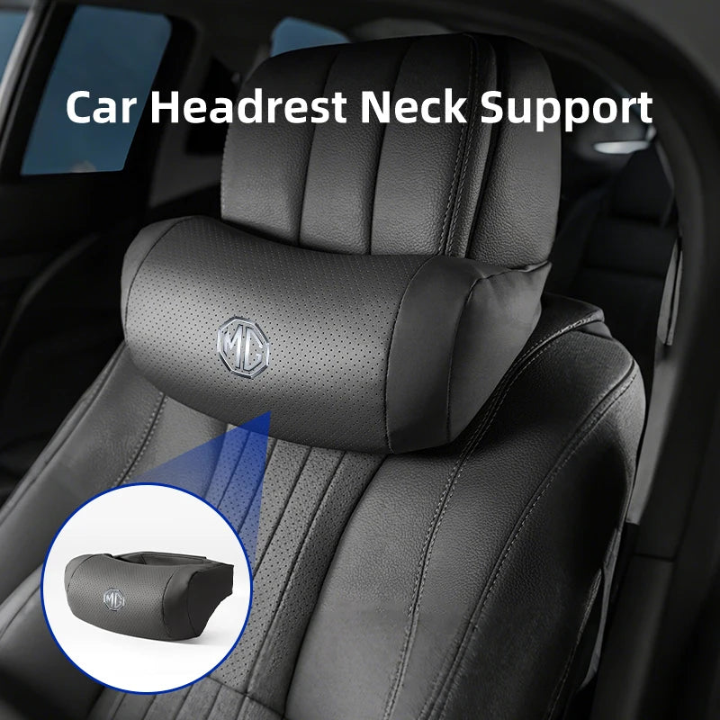 Breathable Leather Neck Support Car Headrest Pillow for Morris Garages MG Models - MG 6, 3, 5, 7, TF, ZR, ZS, HS, GS, GT, Hector, RX5