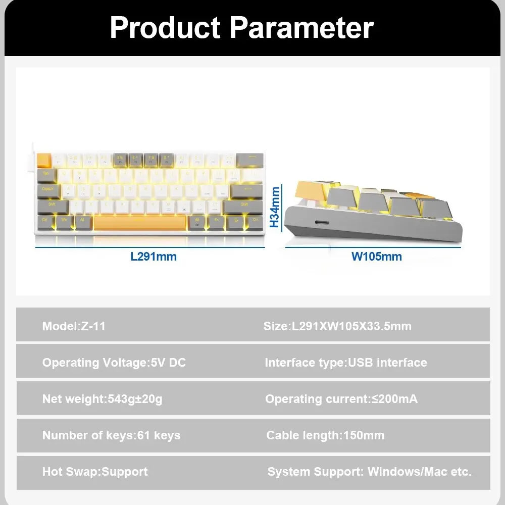 E-YOOSO Z11 USB Mechanical Keyboard &ndash; Red Switch Precision