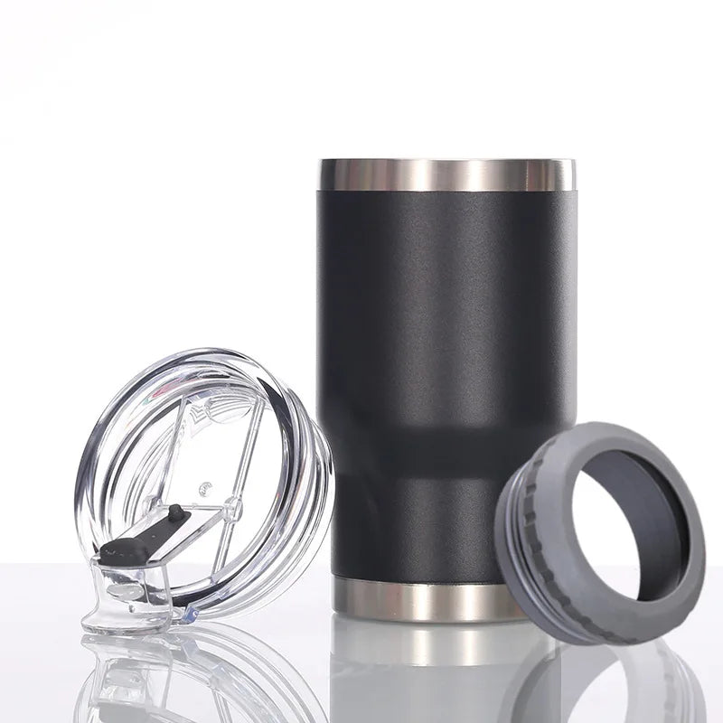 14Oz Car Insulated Can Cooler - Double Lid Stainless Steel black / 14 OZ / CHINA