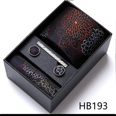 VanGise Blue Striped Necktie Set with Pocket Square and Cufflinks, Perfect for Weddings and Workplace HB193