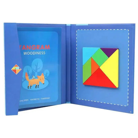 Wooden Jigsaw Magnetic Tangram Puzzle Book - Portable Toy NB138C2