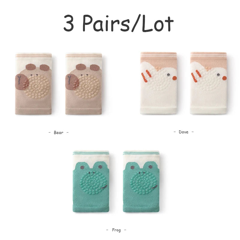 3 Pairs Baby Knee Pad Set Cartoon Mesh Thin &ndash; Non Slip 1B01-10-ZBL / Average size (0-4Y)