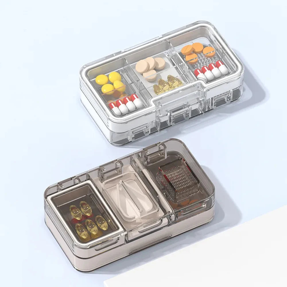 Pill Organizer with Cutter Crusher &ndash; Convenient Travel Solution for Medications
