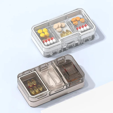 Pill Organizer with Cutter Crusher &ndash; Convenient Travel Solution for Medications