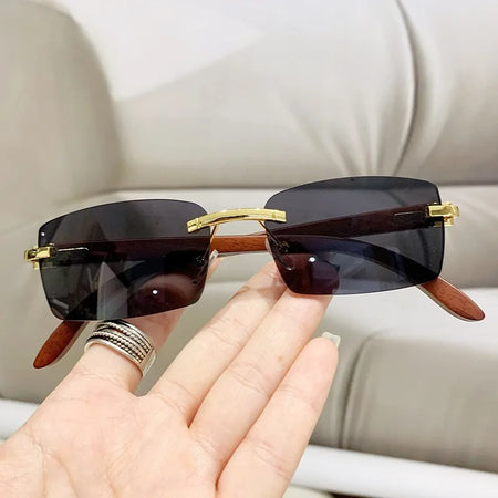 2025 Designer Rimless Rectangle Sunglasses - UV400 Lens