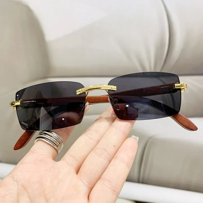 2025 Designer Rimless Rectangle Sunglasses - UV400 Lens