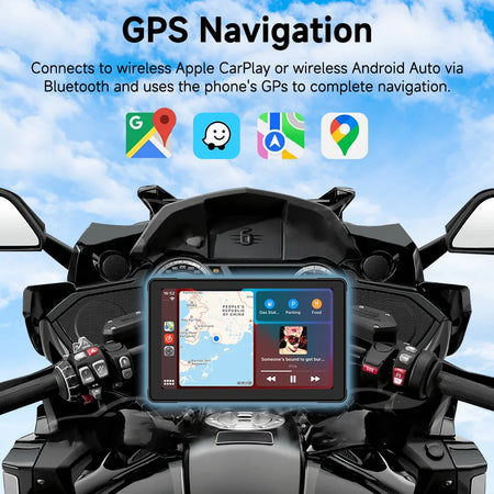 JIUYIN 7 Inch Motorcycle GPS Navigation Recorder &ndash; IP67 Waterproof with Wireless CarPlay and Android Auto