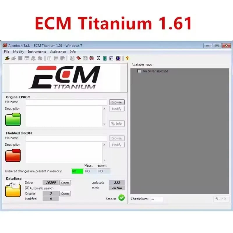 ECM Titanium 1.61 ECU Tool с 26,000 Drivers, Windows 10 Compatible