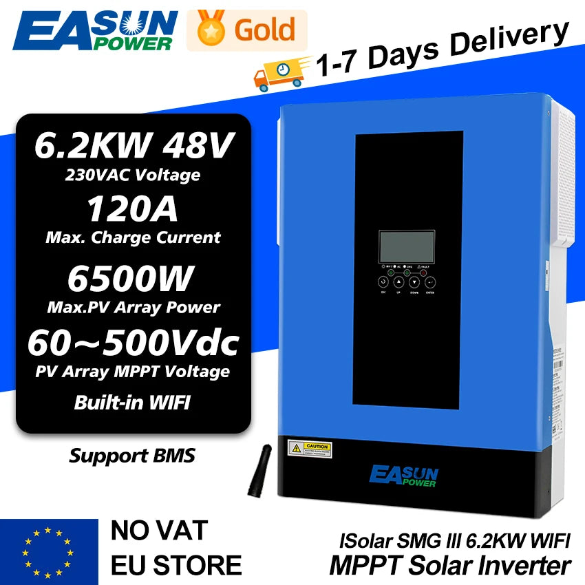 Easun Power MPPT Ηλιακός Αντιστροφέας 6.2KW Εκτός Δικτύου Καθαρό Ημιτονοειδές