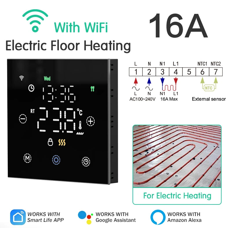 Smart Thermostat Tuya WiFi Floor Heating &ndash; Voice Control Electric Heating 1