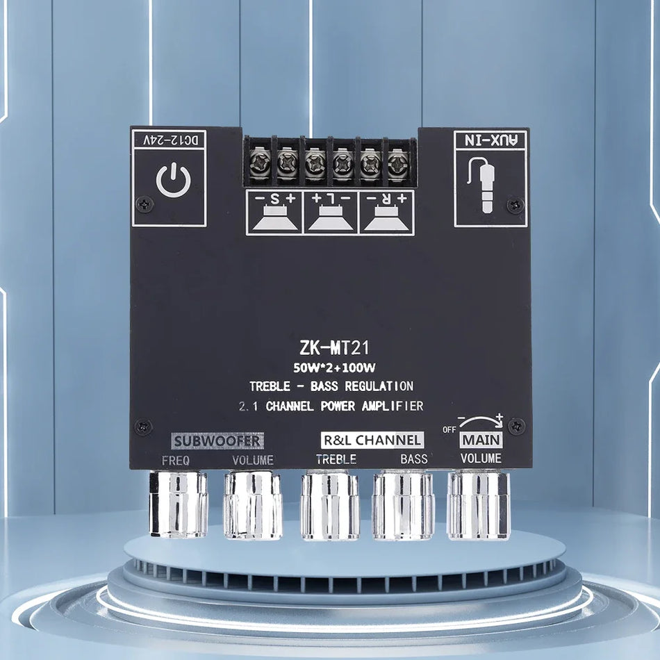 Amplificador Bluetooth ZK MT21 2x50W e 100W 2.1 Canal