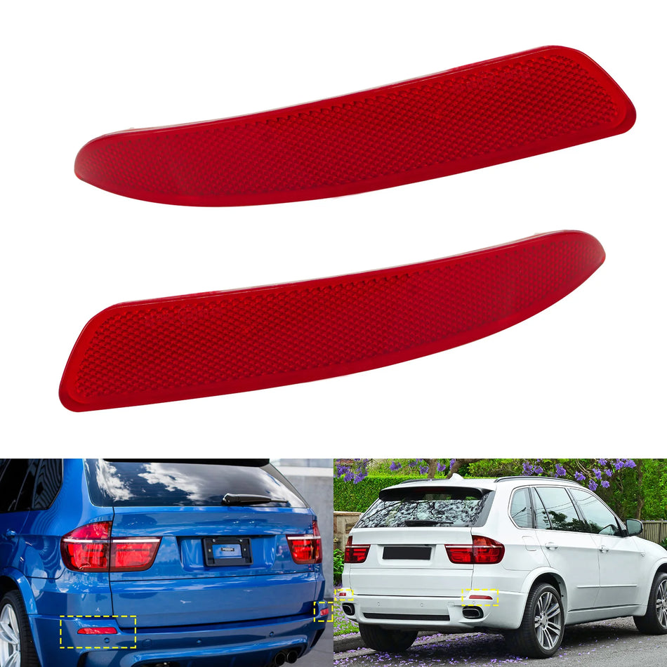 Sada krytů červené čočky odrazky zadního nárazníku pro BMW X5 E70 2x bez světla náhrada páru