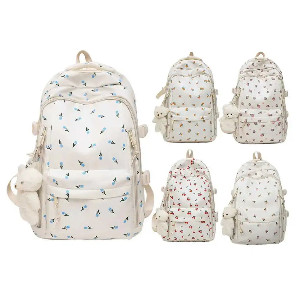 Floral School Backpack Women Teens College Daypack Bag