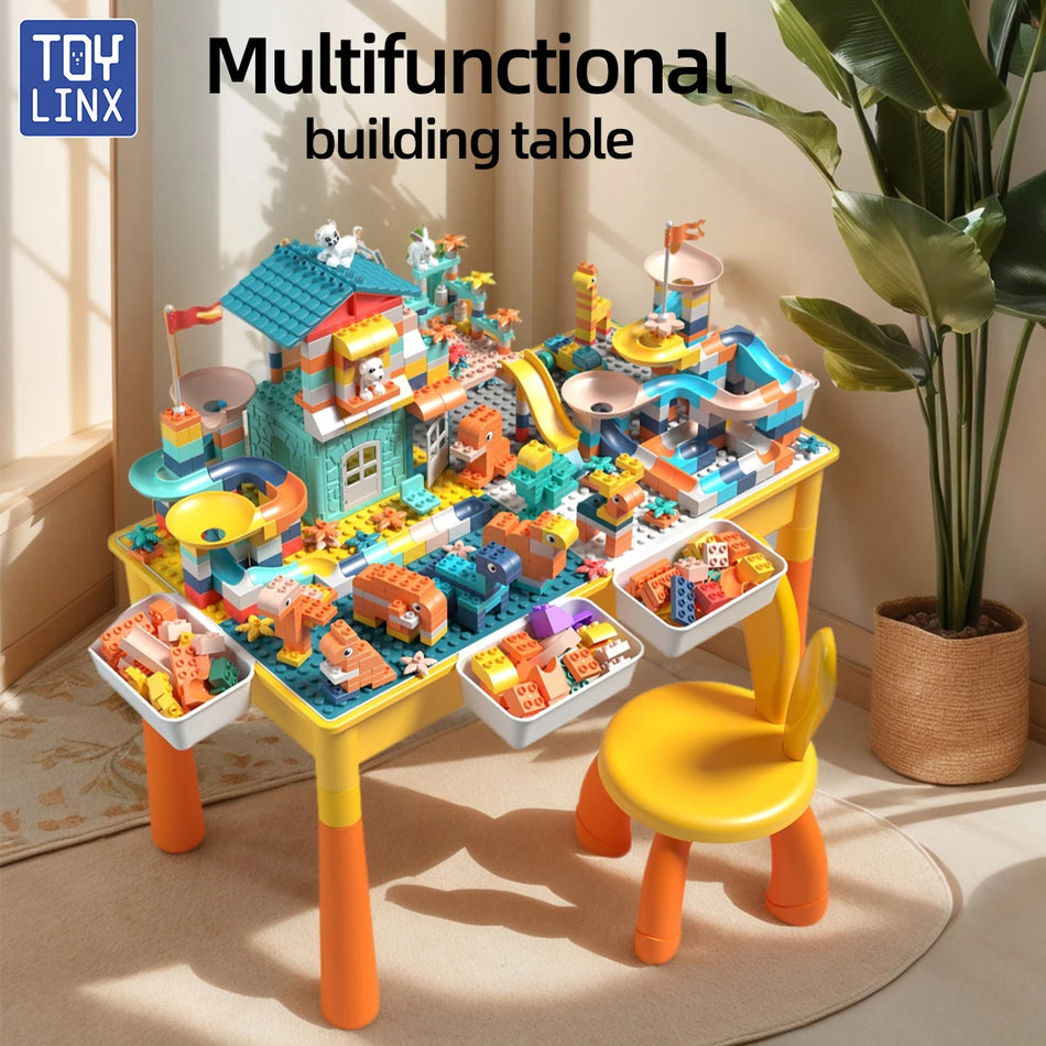 ToylinX Double Sided Kids Blocks Table Storage 6 In 1