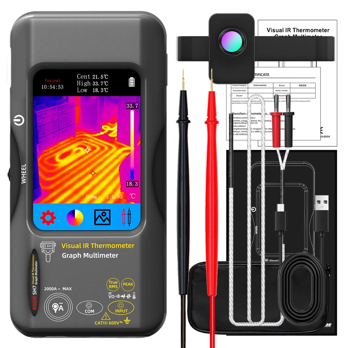 BSIDE SH7 Touch Thermal Imaging Multimeter &ndash; High Accuracy Voltage Testing with IR Camera SH7 Macro lens