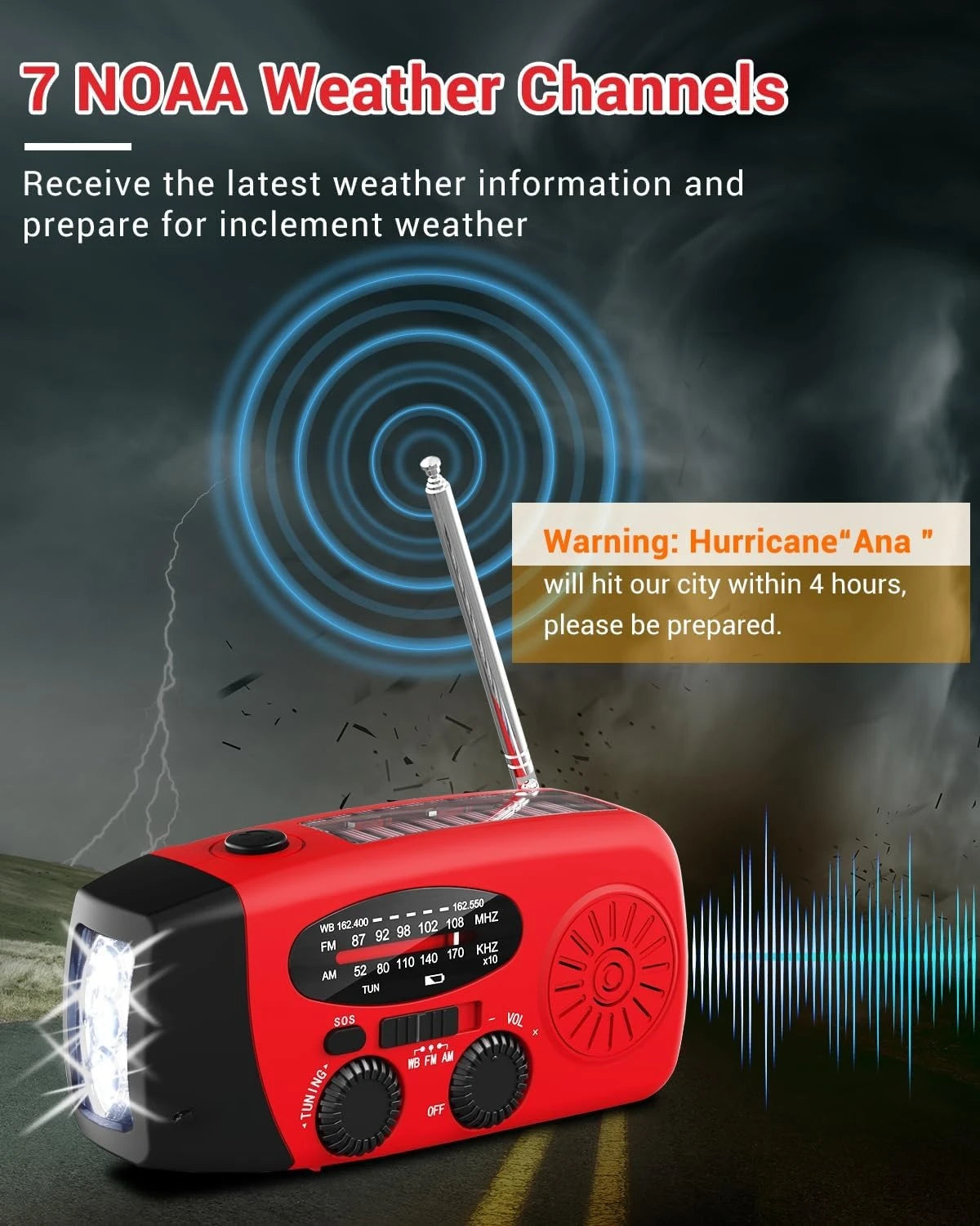 FEIWIMI Solar Hand Crank Radio &ndash; NOAA AM FM Weather Radio