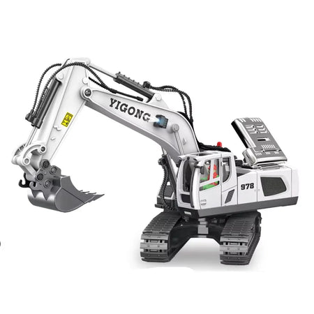 Rc Excavator Bulldozer Truck Toys for Boy 2.4G Remote Control Dumper Engineering Vehicle tractor Crawler Birthday Gift Child AlloyWhite Excavator