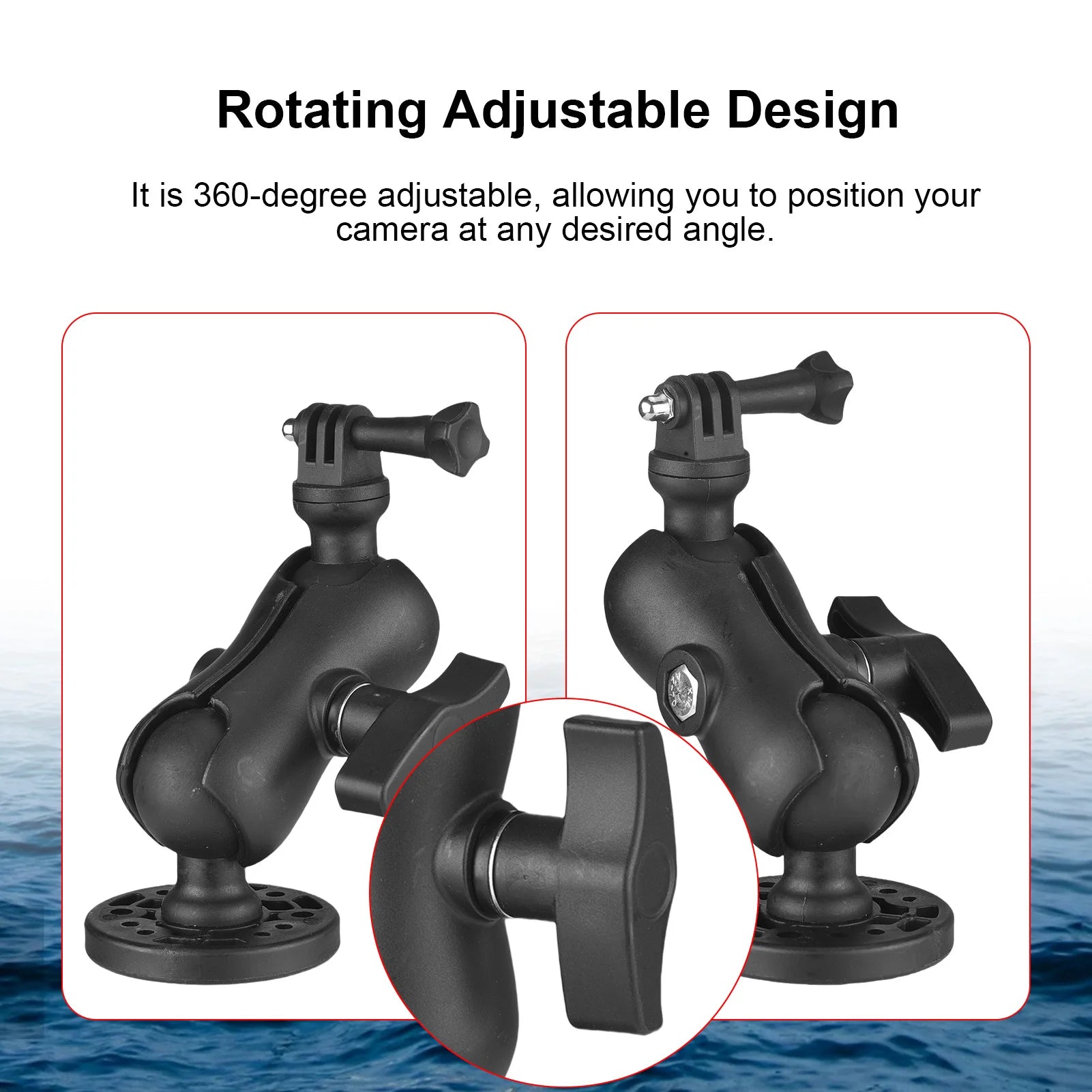 Kayak Action Camera Mount 360 Degree Adjustable - Universal