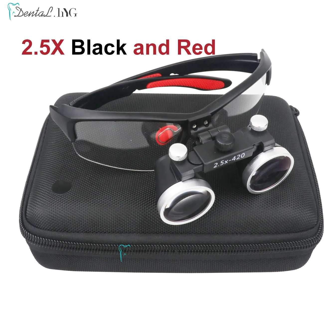 Dentistry Binocular Magnifier 2.5X 3.5X Loupes &ndash; Ultralight 2.5X Black and red