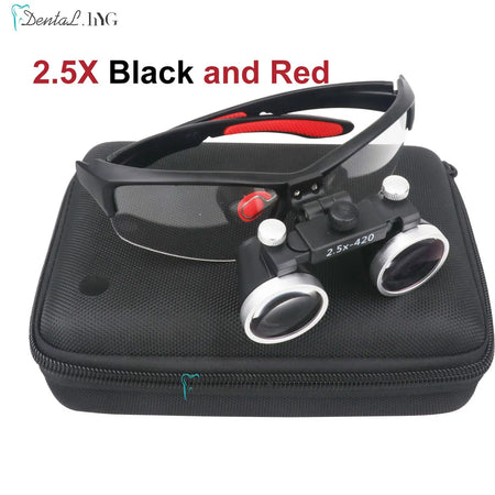 Dentistry Binocular Magnifier 2.5X 3.5X Loupes &ndash; Ultralight 2.5X Black and red