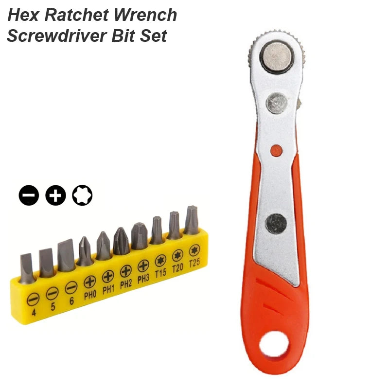 Mini Ratchet Wrench Screwdriver 1/4 Hex - Quick Release Socket Handle for Car Repair Ratchet Driver Set