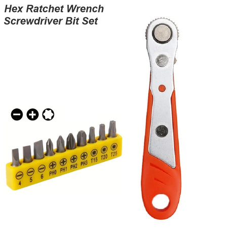 Mini Ratchet Wrench Screwdriver 1/4 Hex - Quick Release Socket Handle for Car Repair Ratchet Driver Set