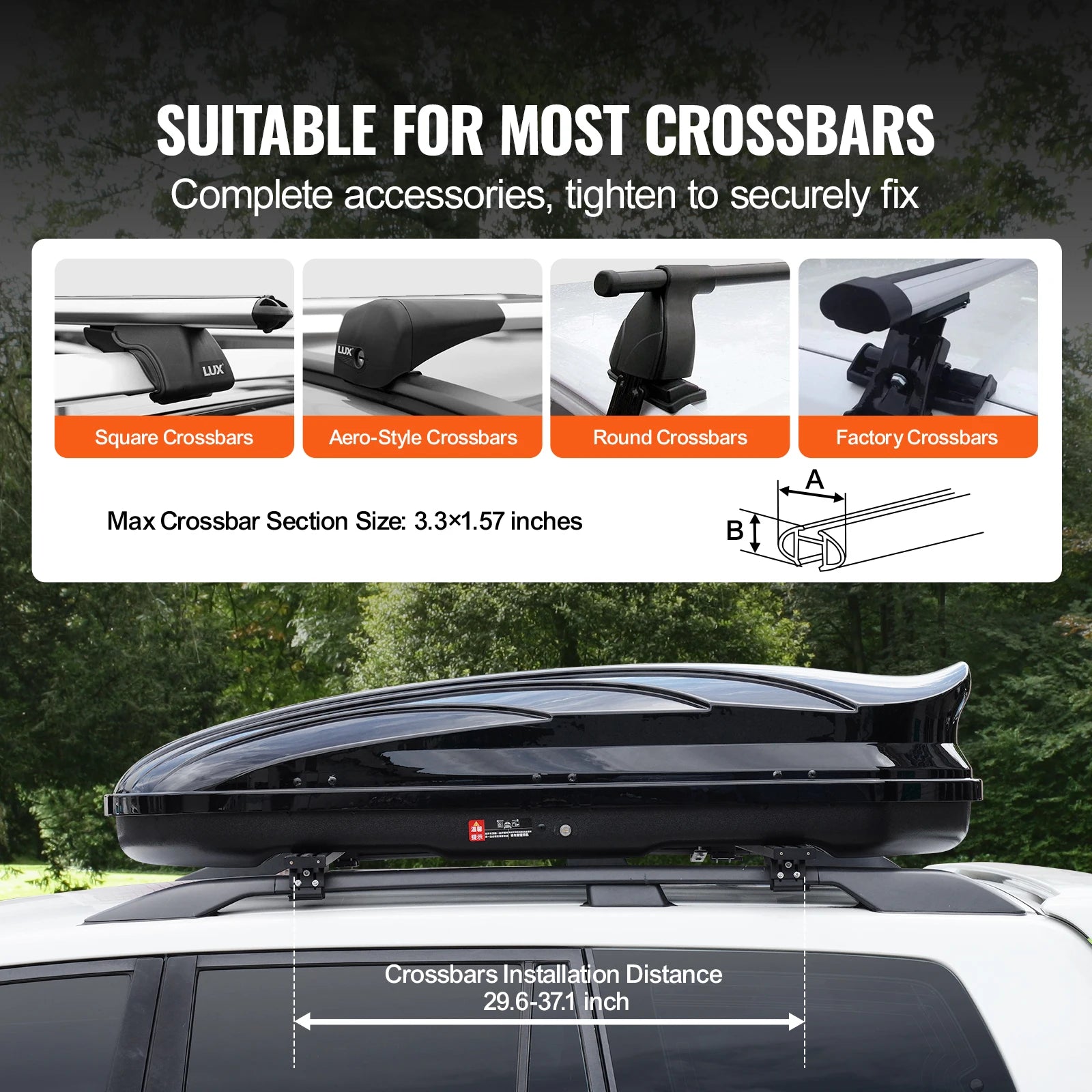 VEVOR Rooftop Cargo Carrier &ndash; Dual-Sided Opening With Straps