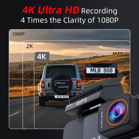 ACCEO Dash Cam 4K UHD - Dual Lens Night Vision GPS