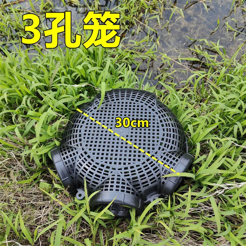 Durable Black Fish and Crayfish Catcher Net - Outdoor Fishing Trap 3hole 30cm / as show