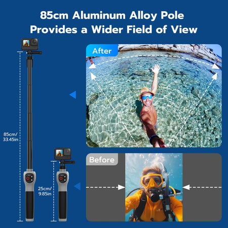 TELESIN Underwater Selfie Stick &ndash; Waterproof and Extendable for GoPro