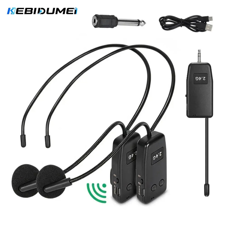 KEBIDUMEI 2.4G Head-mounted Microphone Wireless Hanging Neck Microphone Set for Amplifier Voice Speaker Teaching Tour Guide by InterCyprus Trading Ltd