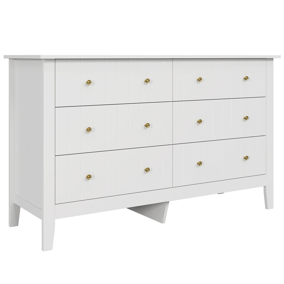 Getone Tall 6 Drawer Wooden Chest Dresser for Bedroom