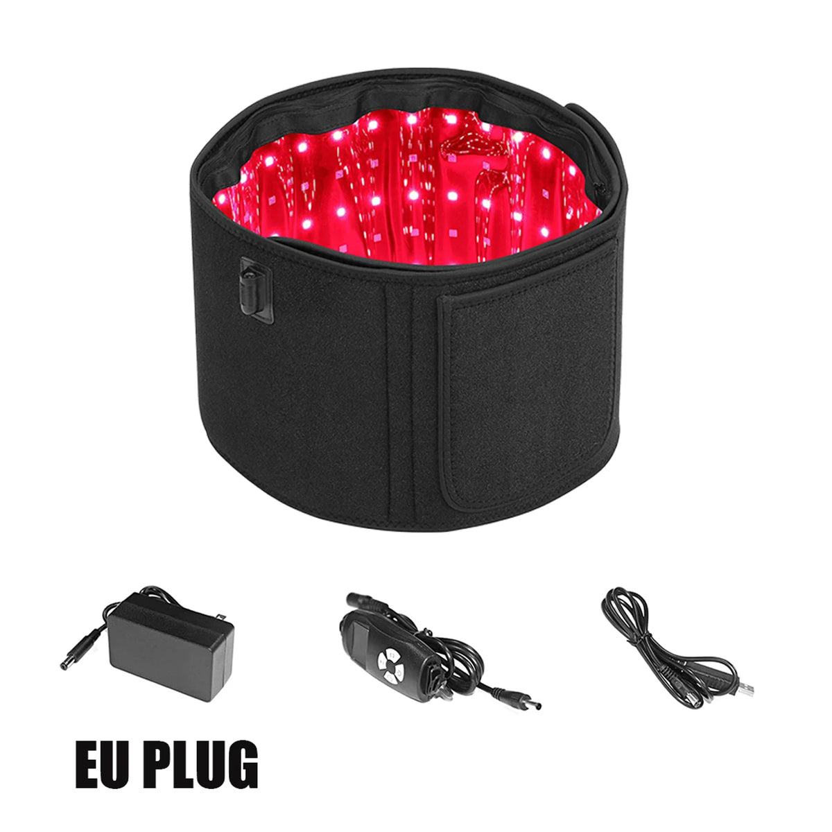 Red &amp; Infrared Light Therapy Belt for Fat Burning and Skin Repair BLACK-EU
