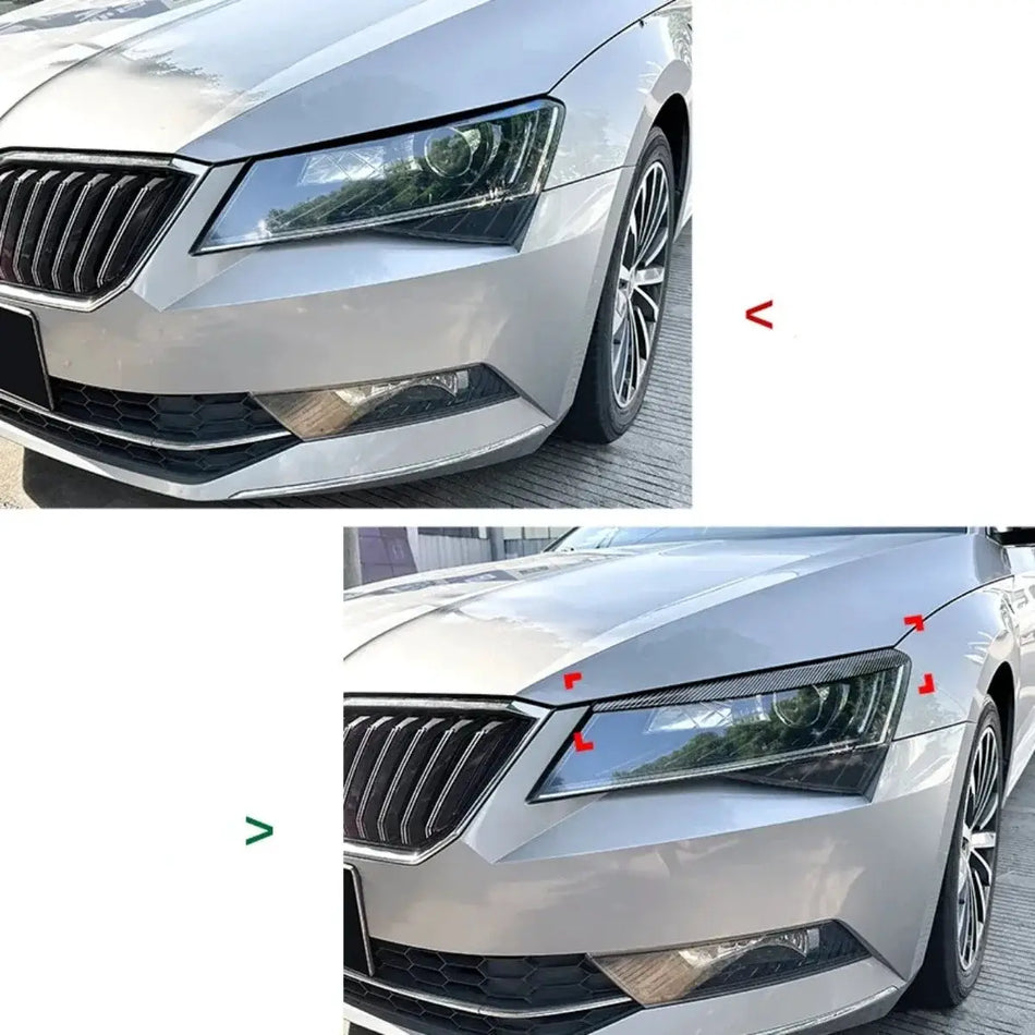 Headlight Eyebrow Trim Stickers for Skoda Superb B8 2016-2018 by InterCyprus Trading Ltd