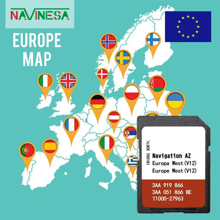 RNS 315 AZ V12 West Europe SD Nav Card &ndash; West Europe Maps