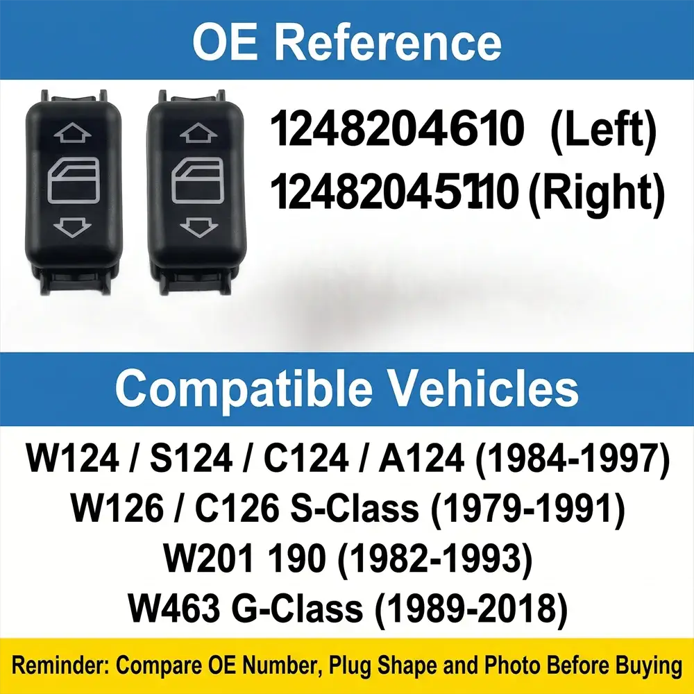 Power Window Switch Pair for Mercedes-Benz W124 S124 W126 W201 W463 by InterCyprus Trading Ltd