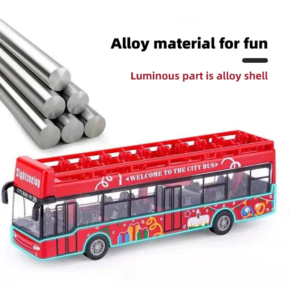 Alloy Car 15Cm Bus Model Diecast Double-Decker Pull Back Vehicle Children's Toy Car Bus Toy Car for Boys Girls Birthday Gifts