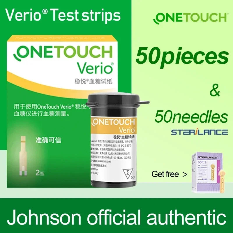 25 50 100Pcs Onetouch Verio Test Strips - Accurate Readings 50 strips-lancets