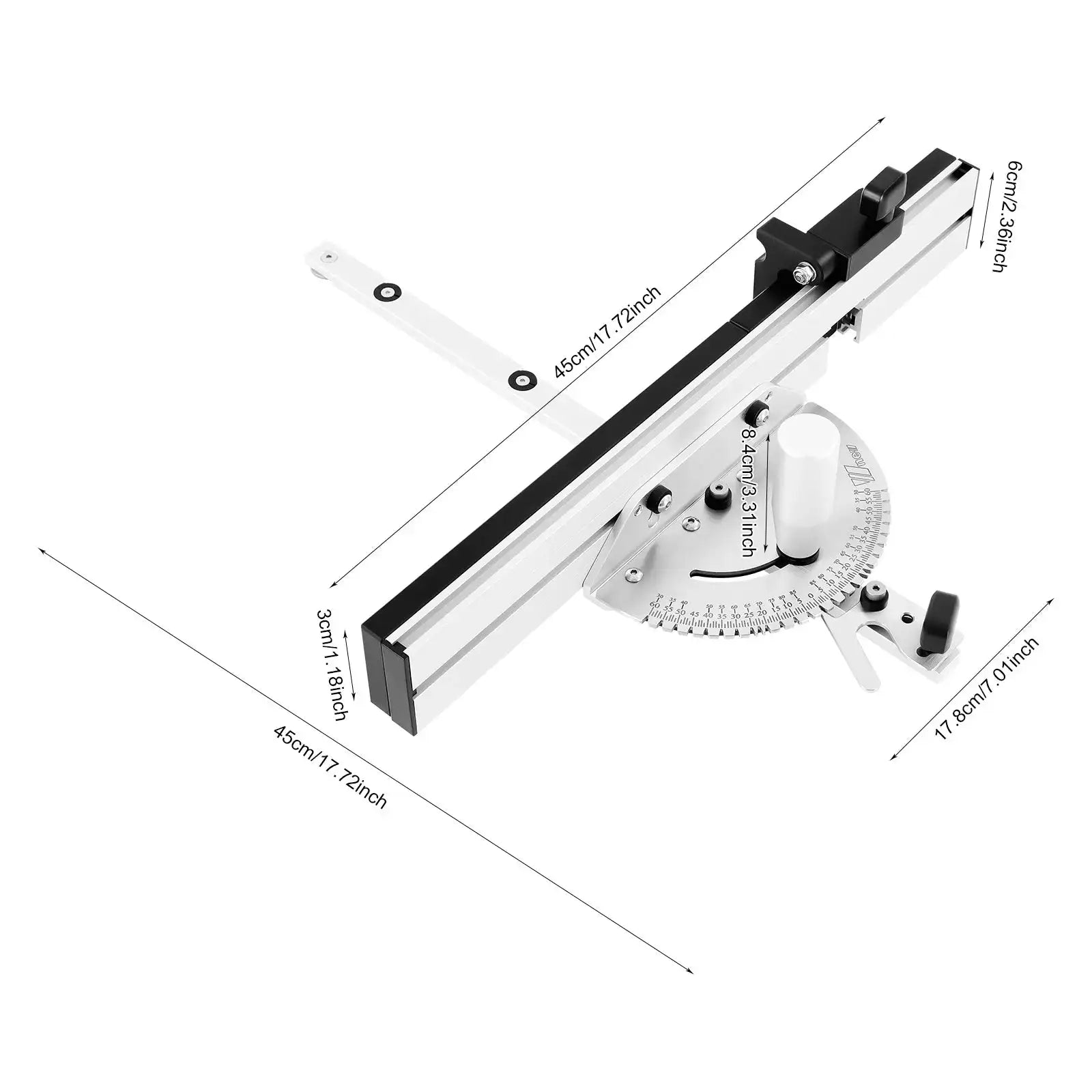 Precision Miter Gauge for Table Saw - Adjustable 0-60 Degree GRAY / france