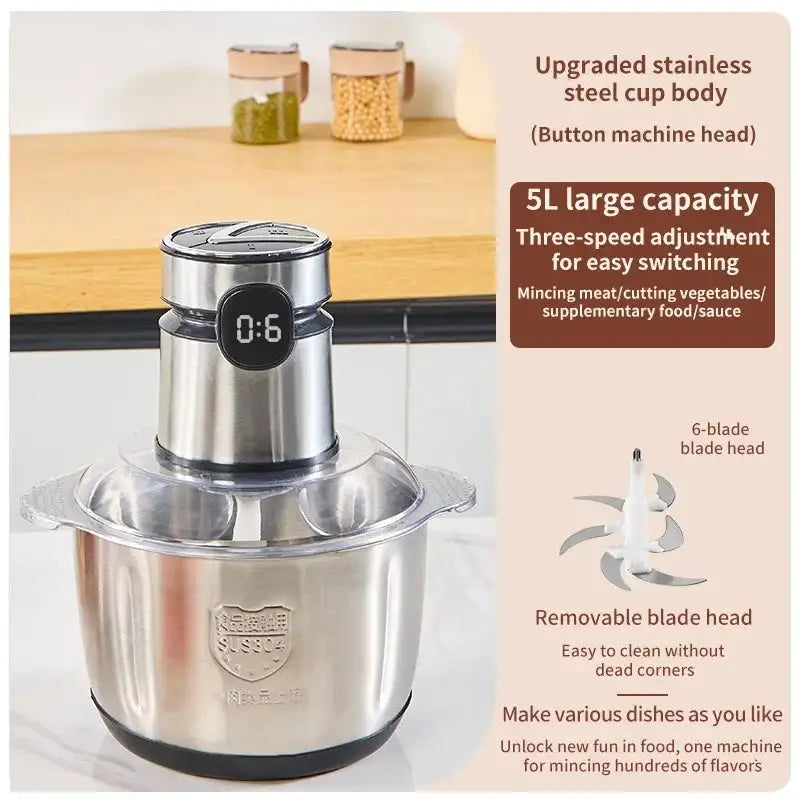 5L Electric Meat Grinder 304 Stainless Steel Multifunction Clear / United States / AU