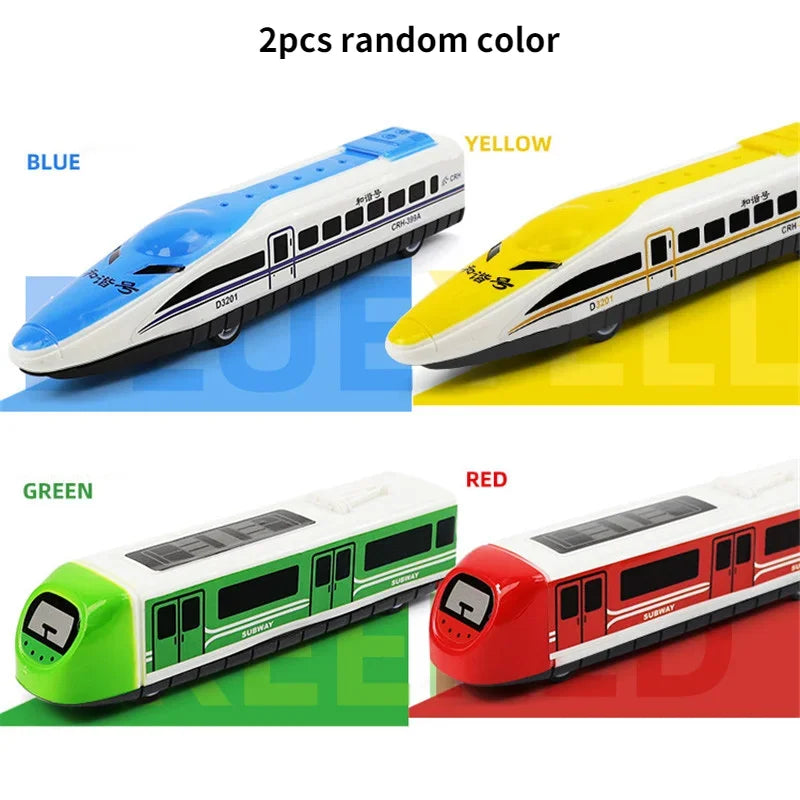 Mini Pull-Back Inertia Train Toy Set for Kids - 2 Diecast Cartoon Cars 2pcs Random Color