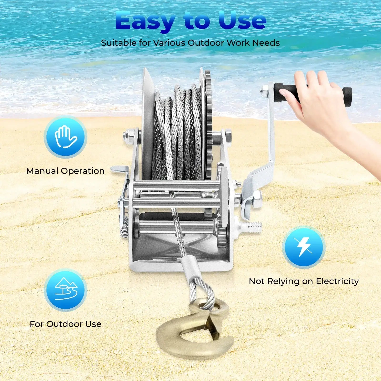 Manual Winch 3500lbs Max Pulling Force &ndash; Durable Steel Build