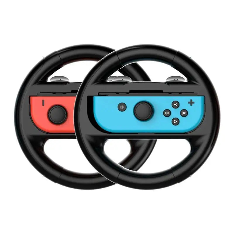 2PCS Ergonomic Racing Steering Wheels for Nintendo Switch Joy-Con Black Black