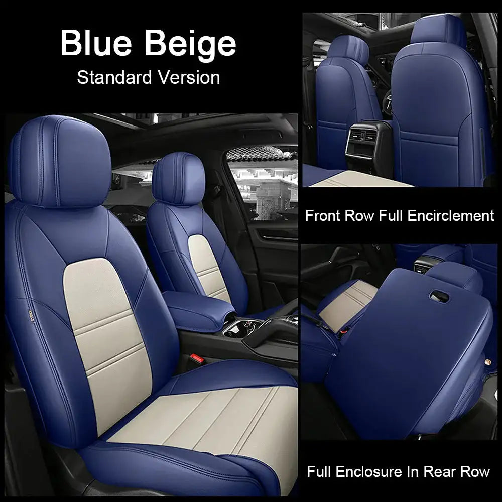 Custom Fitted Faux Leather Seat Covers For Audi A4 B8 8K Blue Beige / CHINA